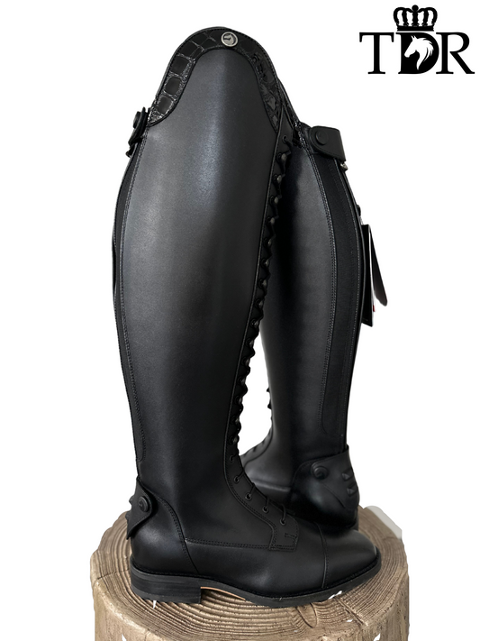 Chester Madrid Lace Up Boot (Black with Patent Croc)