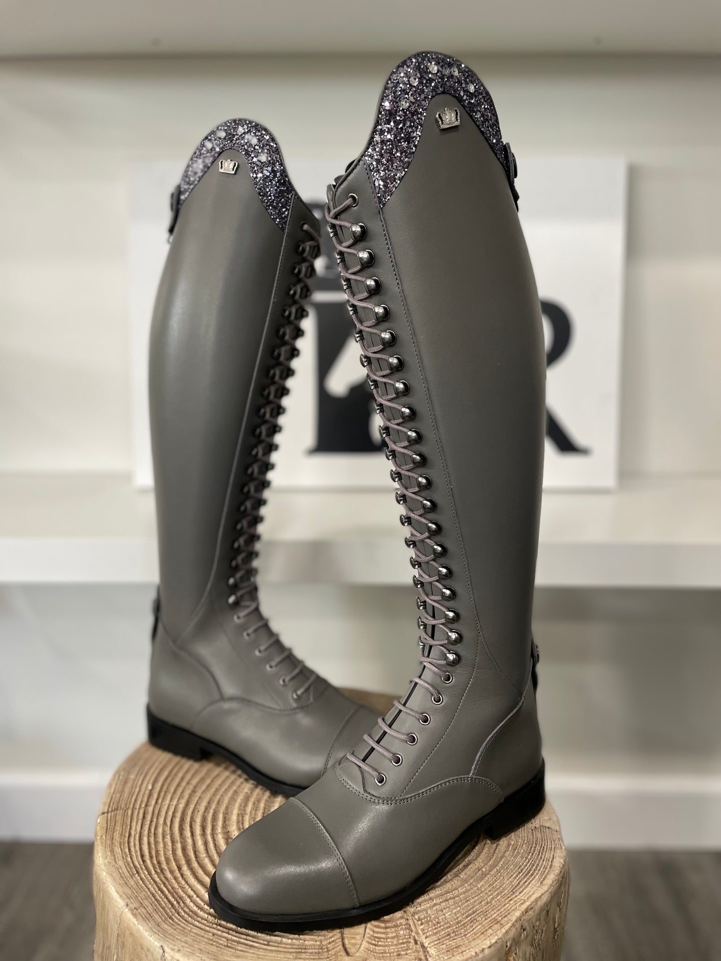 Kingsley Boston Lace-Up Boots (Grey)