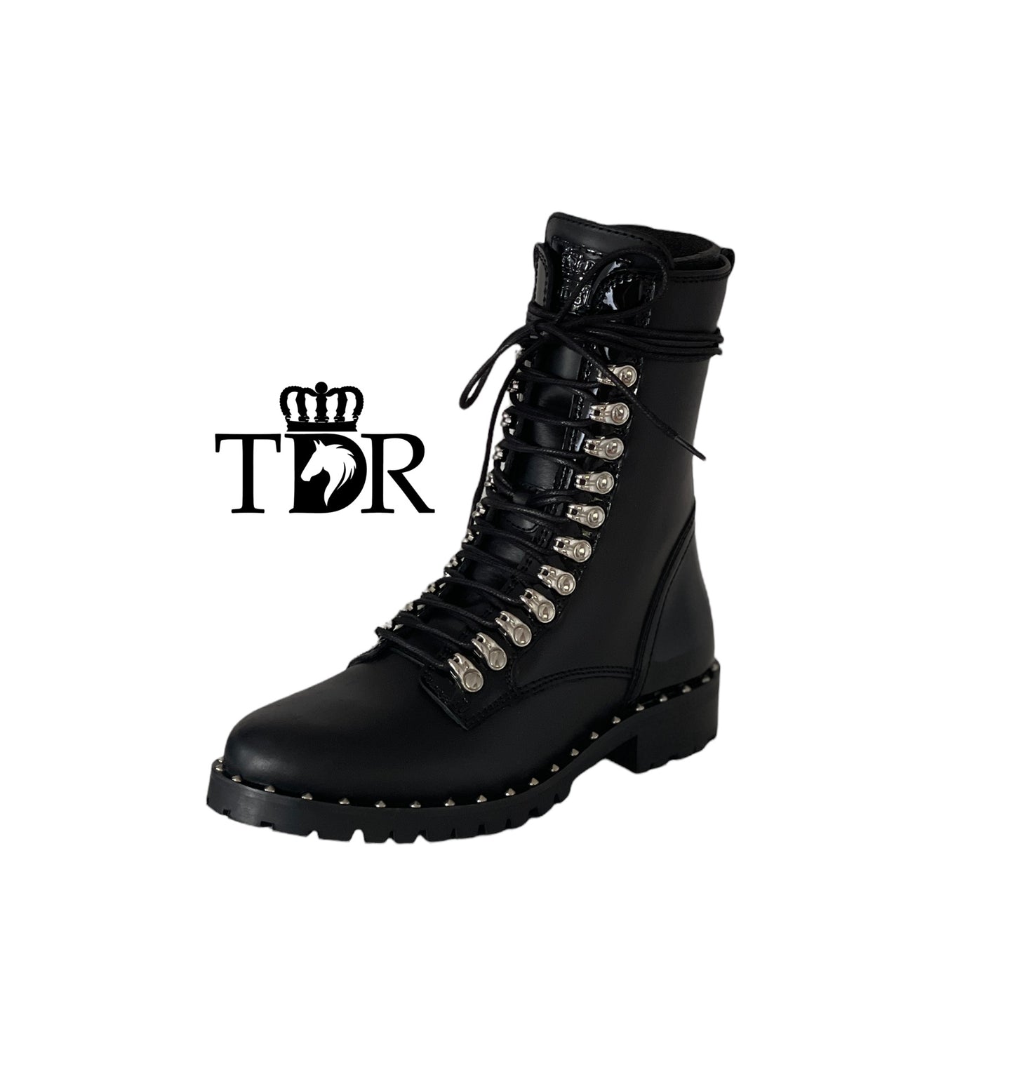 Kingsley Kaya Combat Boot (Nature Black with Patent Black)