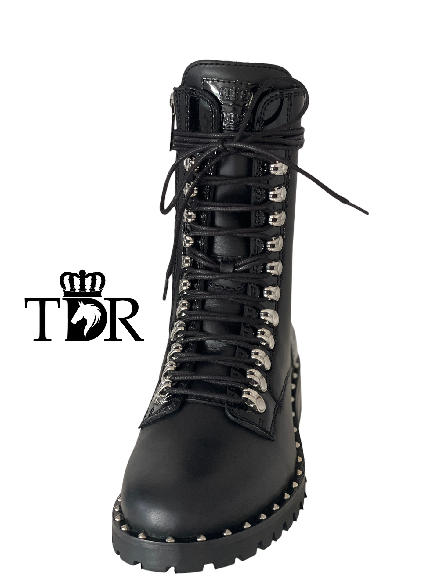 Kingsley Kaya Combat Boot (Nature Black with Patent Black)