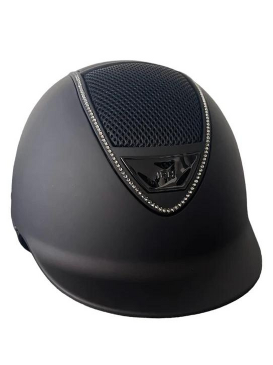 IRH XLT Premium Show Helmet (Matte Black with Light Grey Swarovski Crystals)