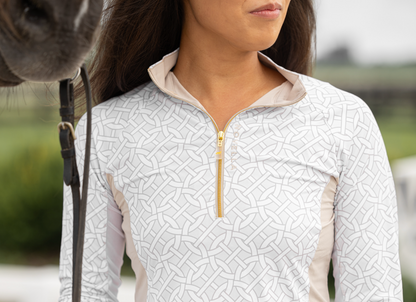 Novella Quil Shirt (Long Sleeve or Short Sleeve in Beige)